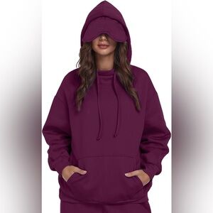 Built in Eye Mask Elegant Maroon Hoodie for Women